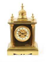 A LATE 19TH CENTURY FRENCH BRASS MANTEL CLOCK BY JAPY FRERES