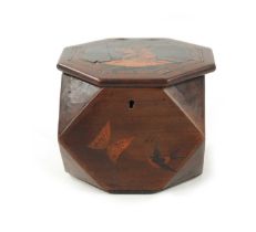 A LATE 19TH-CENTURY ITALIAN SORRENTO-STYLE OCTAGONAL TEA CADDY