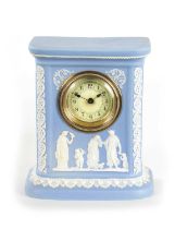 A WEDGEWOOD PORCELAIN MANTEL CLOCK