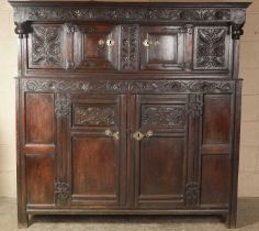A LATE 17TH CENTURY JOINED OAK COURT CUPBOARD OF GOOD COLOUR AND PATINA