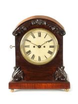 A MID 19TH CENTURY ROSEWOOD DOUBLE FUSEE BRACKET CLOCK