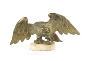 A 19TH CENTURY BRONZE SCULPTURE OF A WINGED EAGLE