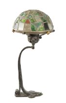 AN ART NOUVEAU IRONWORK ELECTRIFIED LAMP BASE