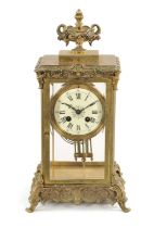 A LATE 19TH CENTURY FRENCH FOUR GLASS MANTEL CLOCK