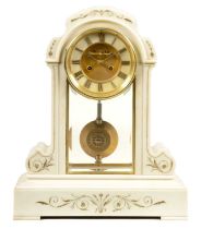 A LATE 19TH CENTURY FRENCH WHITE MARBLE MANTEL CLOCK