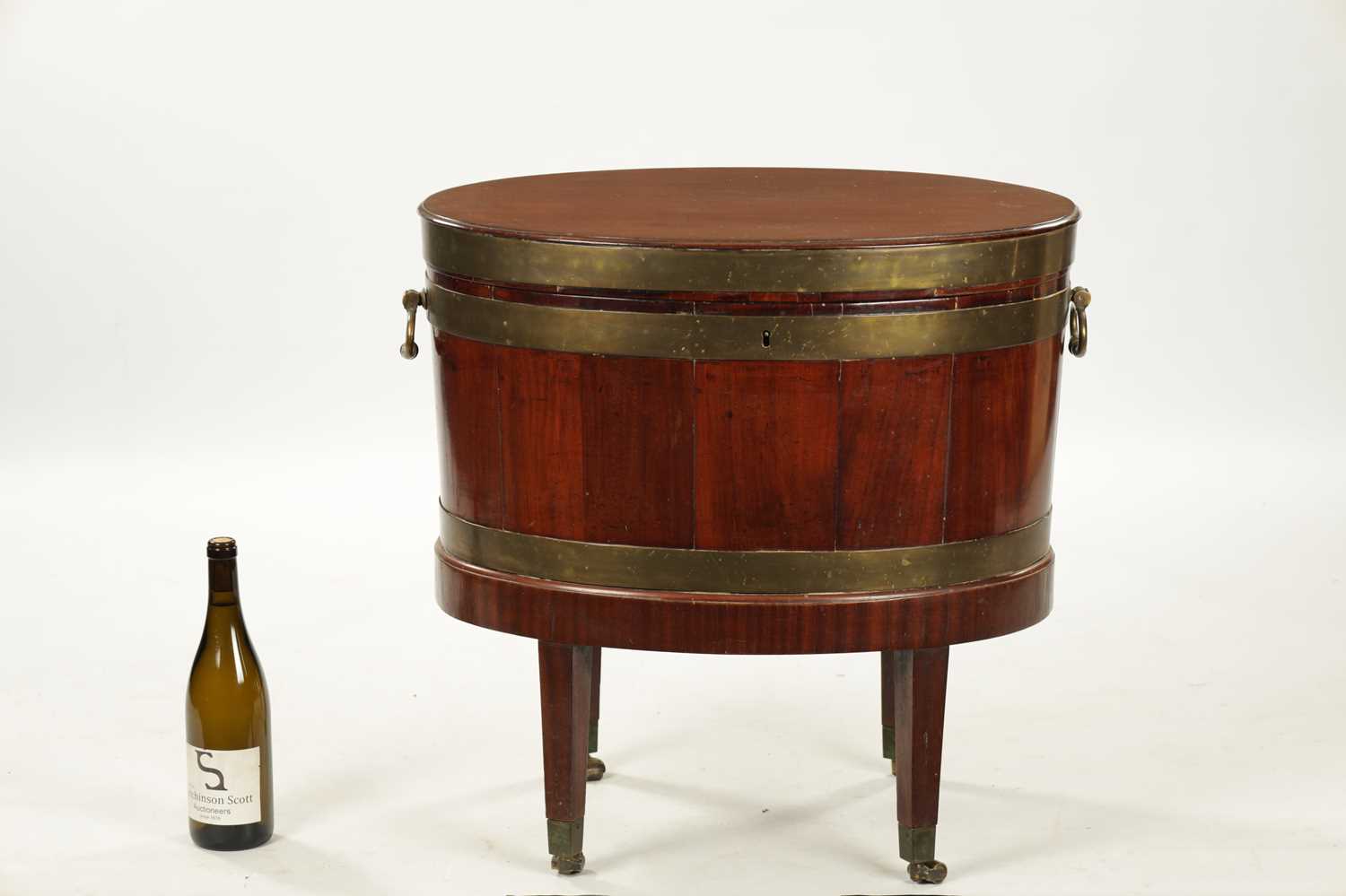 A GEORGE III OVAL MAHOGANY WINE COOLER ON STAND - Image 3 of 5