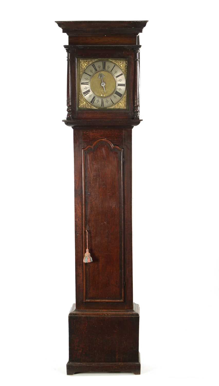 ROBERT SMALLWOOD, MACCLESFIELD. A GEORGE II OAK AND CROSSBANDED 30-HOUR LONGCASE CLOCK