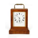 A LATE 19TH FRENCH CARRIAGE-STYLE MANTEL CLOCK WITH ALARM