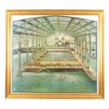 AFTER MARILYN JANECK BLAISDEIL (1928-2016) A LARGE FRAMED COLOURED PRINT OF A SAN FRANCISCO SWIMMING