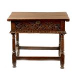 A RARE 17TH CENTURY JOINED OAK BOX TOP SIDE TABLE
