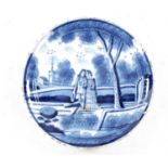AN EARLY 18TH CENTURY DELFT BLUE AND WHITE PLATE