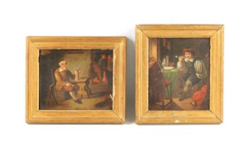 AFTER TENIERS. A SMALL PAIR OF 19TH CENTURY OIL ON PANELS