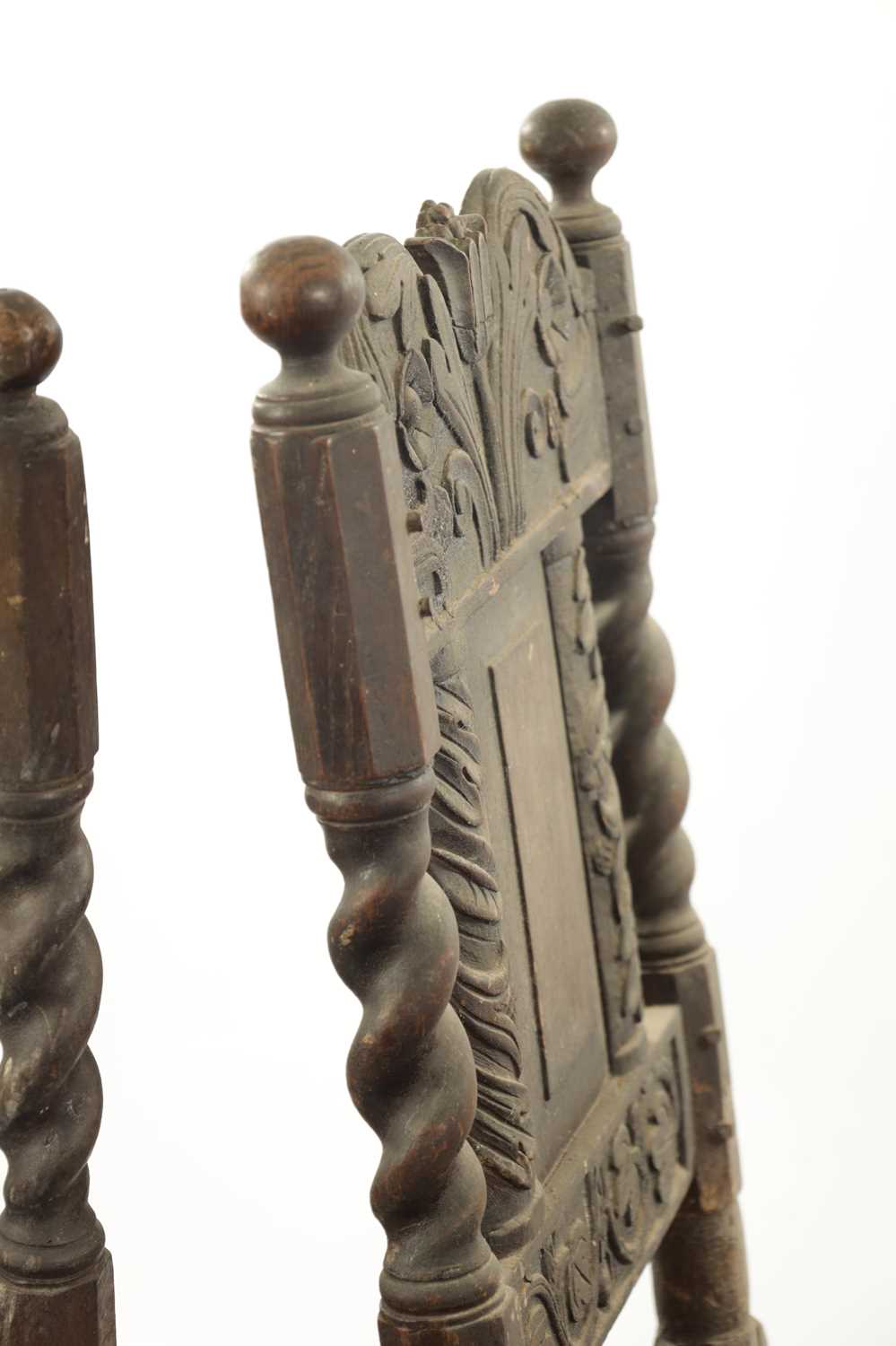 A RARE SET OF FOUR 17TH CENTURY CARVED OAK SIDE CHAIRS - Image 9 of 10
