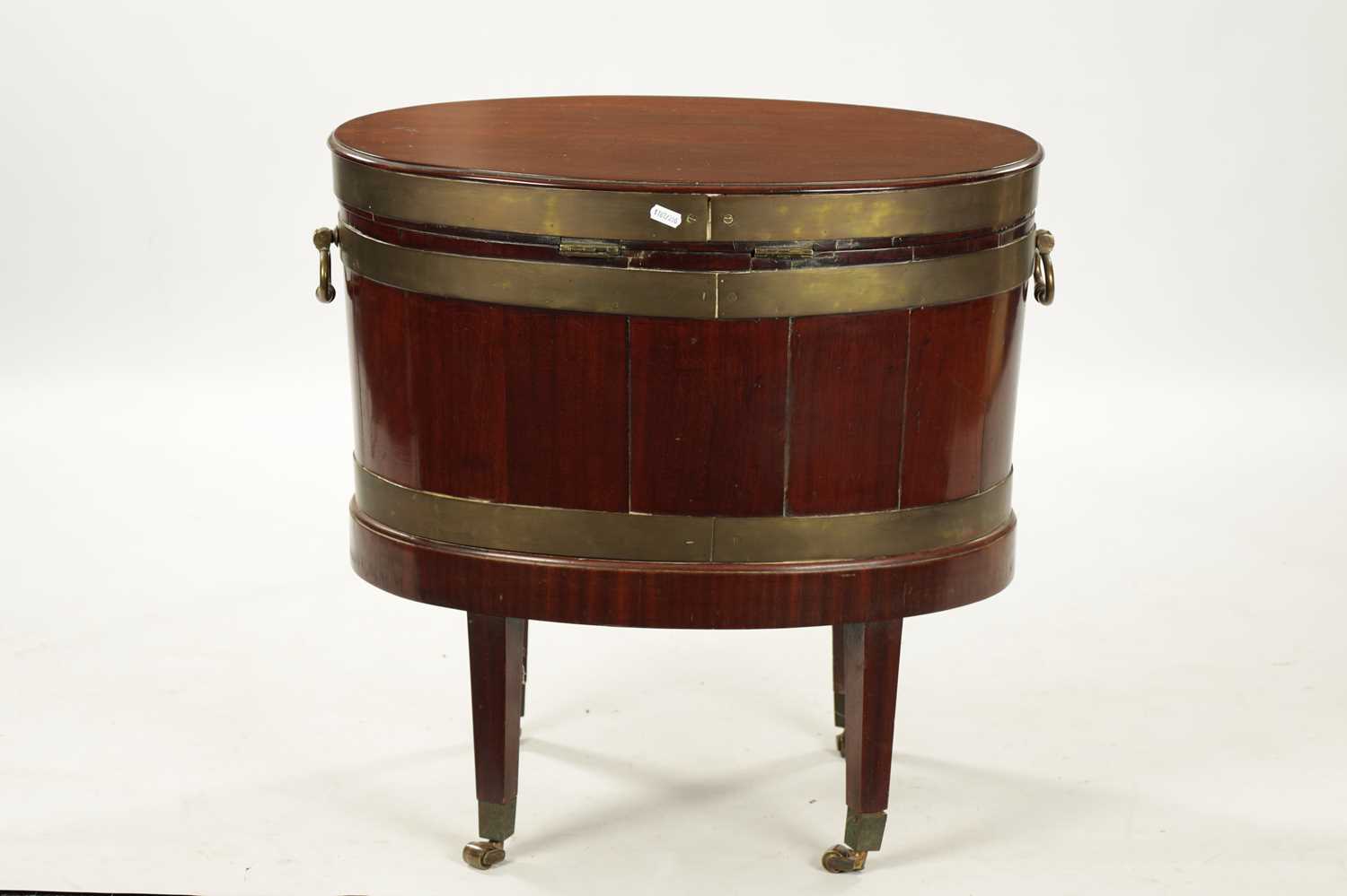 A GEORGE III OVAL MAHOGANY WINE COOLER ON STAND - Image 2 of 5