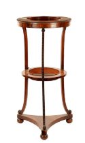 A REGENCY TWO TIER MAHOGANY JARDINIERE STAND WITH BEADED DECORATION
