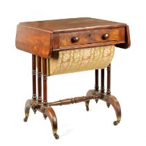 A 19TH CENTURY MAHOGANY FOLD DOWN WORK TABLE IN THE MANNER OR GILLOWS