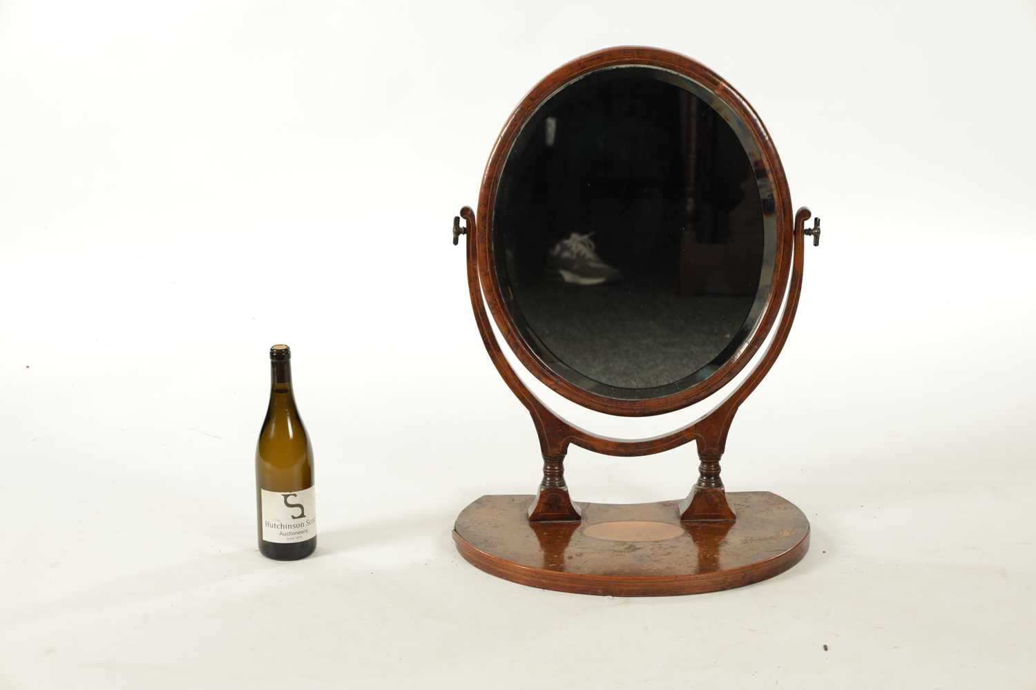 A 19TH CENTURY OVAL POLLARD OAK TABLE MIRROR - Image 2 of 4