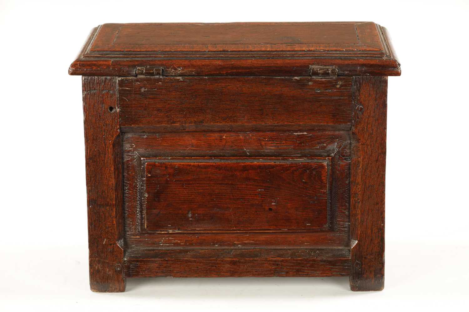 A RARE 17TH CENTURY MINIATURE OAK COFFER - Image 8 of 10