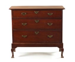 AN UNUSUAL AND RARE EARLY 18TH CENTURY RED WALNUT CHEST ON STAND POSSIBLY AMERICAN