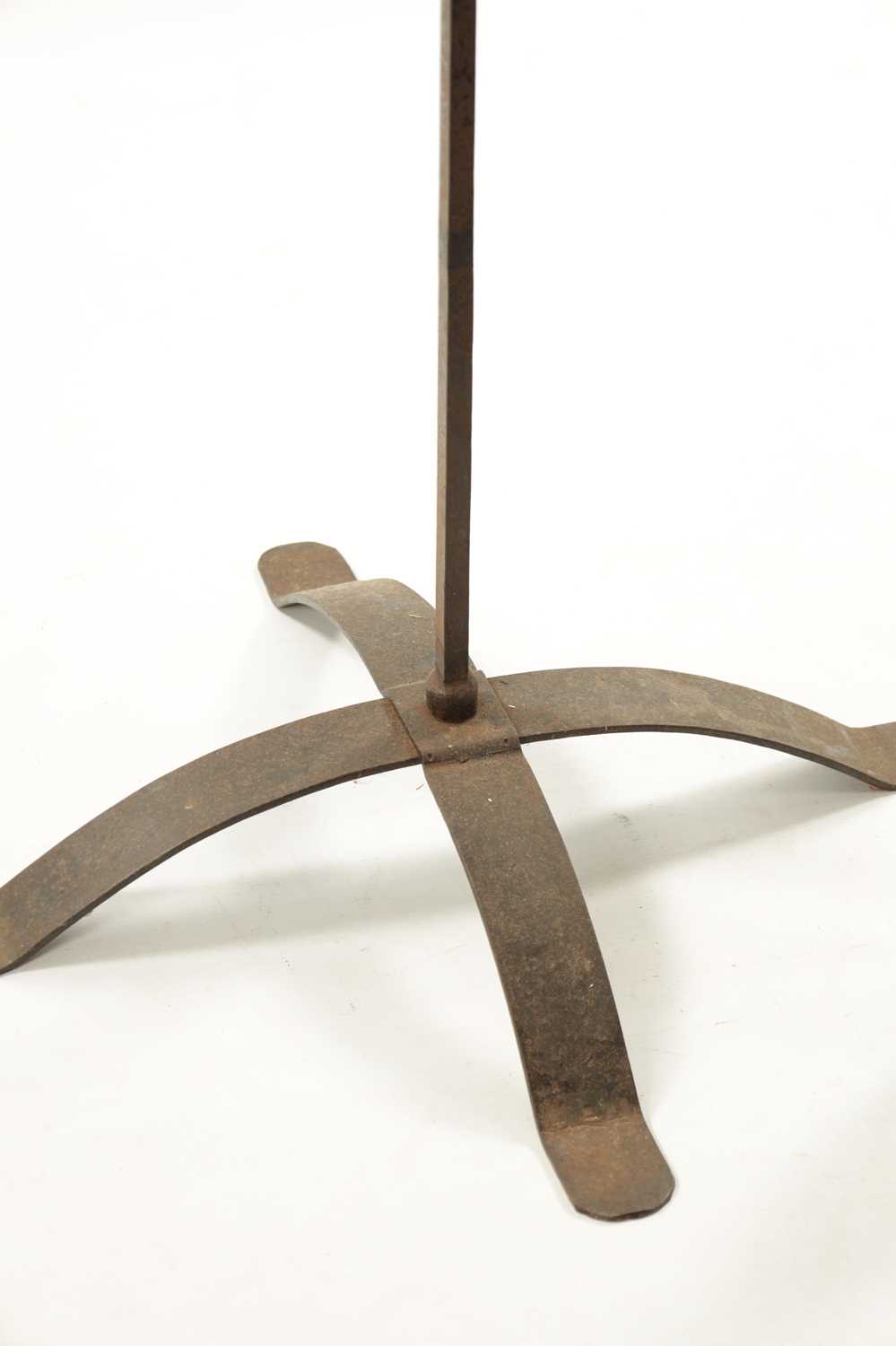 AN 18TH / 19TH CENTURY WROUGHT IRON FLOOR STANDING CANDLESTICK - Image 4 of 4