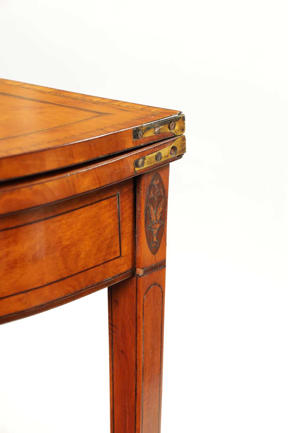 ATT. WILLIAM MOORE, DUBLIN. A FINE PAIR OF GEORGE III IRISH EBONY STRUNG INLAID FIGURED SATINWOOD BO - Image 11 of 14