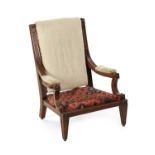 A WILLIAM IV MAHOGANY UPHOLSTERED LIBRARY CHAIR IN THE MANNER OF MARSH AND TATHAM