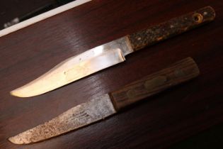 J M Thompson Antler Handled Knife and a Teak Handled by William Rodgers