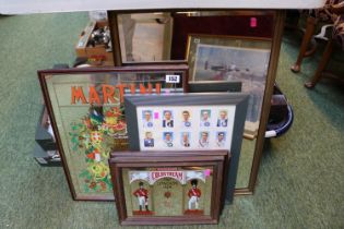 Vintage Martini, London Gin mirrors and assorted Framed Cigarette cards