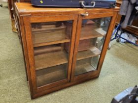 Oak Glazed Bookcase of 2 drawers