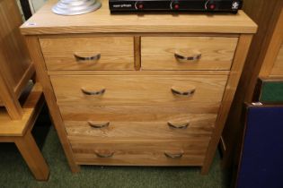 Light Oak chest of 2 over 3 drawers
