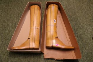 Pair of Boxed Antique Henry Maxwell & Co Ltd wooden Boot Lasts for Major P T Diggle