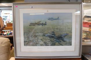 Framed Tribute to 617 Squadron Past and Present by John Pettit signed by Leonard Cheshire and