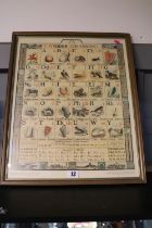 Y Wyddor (The Alphabet) Welsh reproduction poster from the National Welsh Museum framed