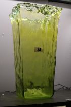 Edwardian Art Glass Green flared vase 39cm in Height
