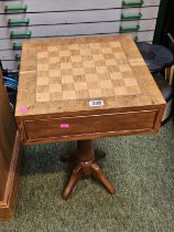 Good Quality Walnut Chequer topped Games table with fitted drawer