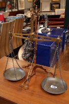 Antique Brass Weighing scales with turned supports