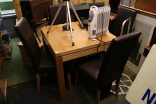 Oak Modern table and 4 Leatherette chairs on beech frames