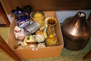 Box of assorted Sylvac Condiment jars, Vases and Mugs etc