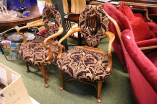 Pair of Charles Winlove Upholstered Shaped Back Chairs