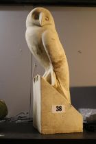 Cast Portland stone Barn Owl by Tony Ladd Art. 38cm in Height in the style of Francois Pompon