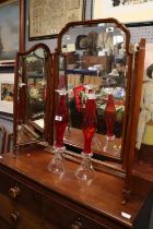 Edwardian Mahogany framed Triptych mirror supported on cabriole legs