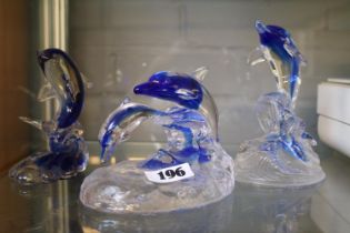 3 Dolphin Glass figures