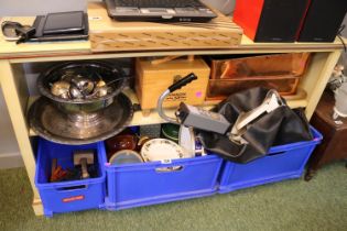 Large Collection of assorted House Clearance items inc. Metal Detector, Silver plated table ware,