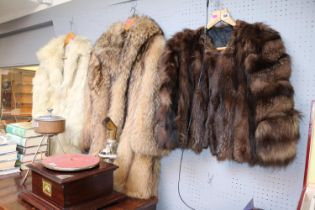 2 Vintage Fur Coats and a Fur shoulder wrap