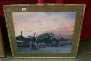 Framed Terence Cuneo Print of a Bomber and Crew
