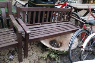 Wooden Garden Bench with curved back and slatted seat