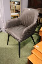 Leatherette Upholstered Elbow chair on splayed legs