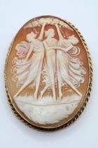 Large Late 19thC Cameo 3 Graces in 9ct Gold Mount. 65mm total size
