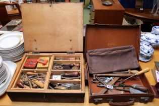 Good Collection of Leather worker and Shoe makers tools and accessories in Wooden case and