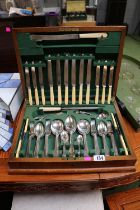 Bruford & Sons of Eastbourne and Exeter Walnut cased canteen of Cutlery